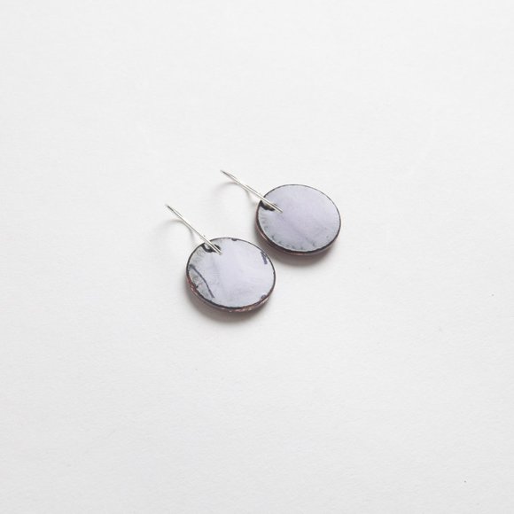 Handmade Copper Enamel Penny Earrings Pierced Dangle Round Boho Rustic - Picture 9 of 15